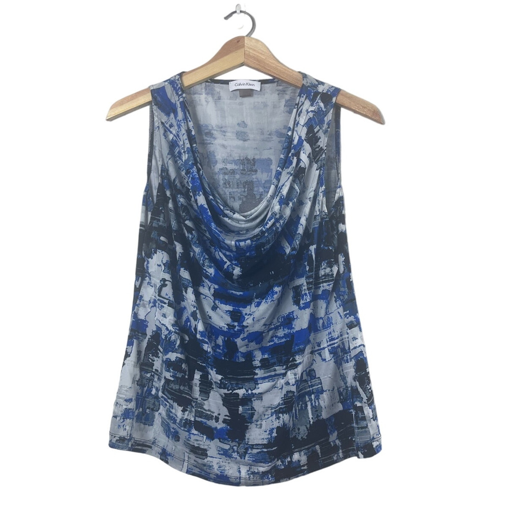 Women's Blue and Black Calvin Klein Tank Top L